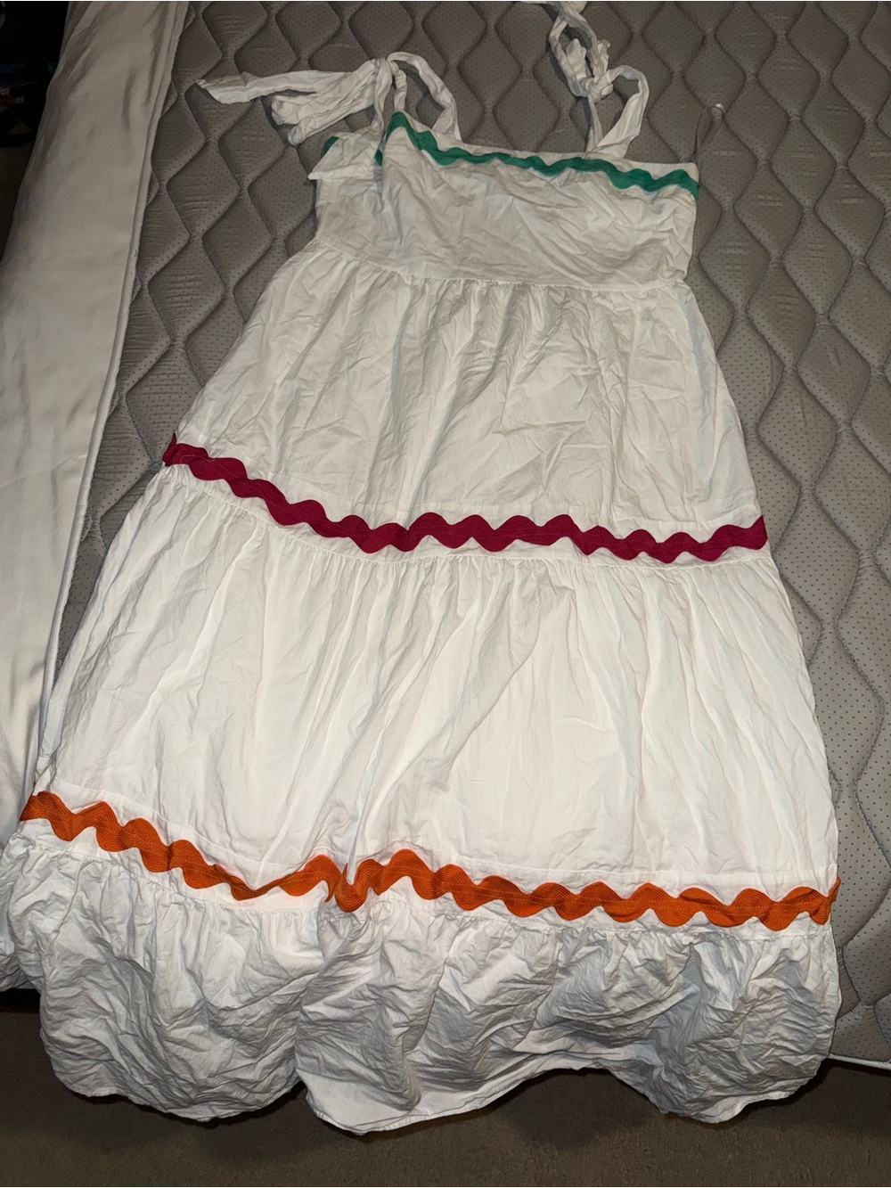 White Tiered Skirt with Colorful Trim
